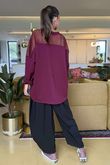 Made in Italy Tovi Mesh Panel Top Bordeaux /21 =